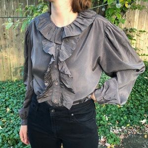 Vintage 90s Victorian Ruffle Blouse with collar